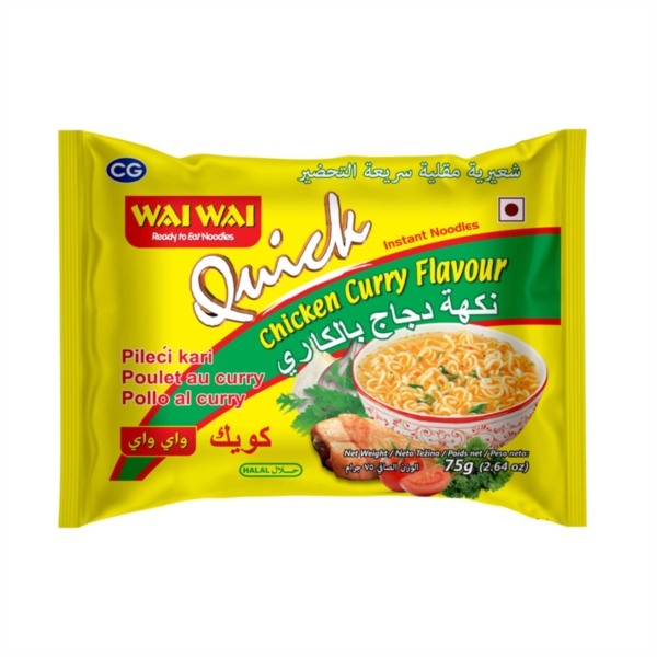 Wai Wai Quick Chicken Noodles Curry Flavour75G